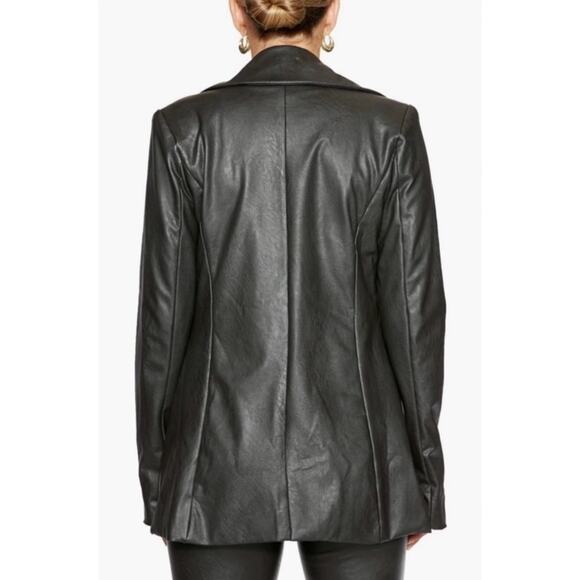 Naked Wardrobe Faux Leather Blazer In Black Size Small Gently Used Quiet Luxury - Picture 2 of 6